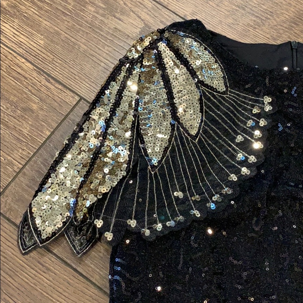 NWT Sequin Dress with Gold Detail Sleeves - Picture 2 of 3